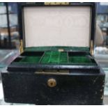 SILVER EDGED JEWELLERY BOX
in a dark green tone, with London hallmarks,