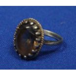 SMOKY QUARTZ SILVER RING
marked "silver",