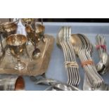 BEADED PATTERN SILVER PLATED FLATWARE
including table spoons, table forks, dessert spoons,