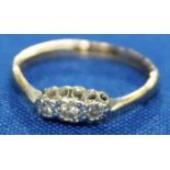 DIAMOND THREE STONE RING
set with three brilliant cut diamonds,