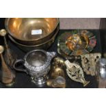 GOOD GROUP OF VARIOUS BRASS OBJECTS
including animal figurines and bowls,
