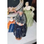 THREE ROYAL DOULTON FIGURES 
The Cup of Tea,