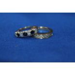 GOLD SAPPHIRE AND DIAMOND RING
together with a gold and white stone ring (2)