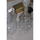 TWO GLASS DECANTERS
with a smaller example;