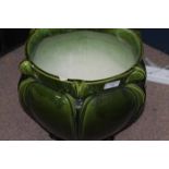 BRETBY GREEN GLAZED JARDINIERE
of tapering lobed form, with chips to the rim, 28.