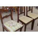 DECORATIVE HALL CHAIR 
together with two mahogany single chairs