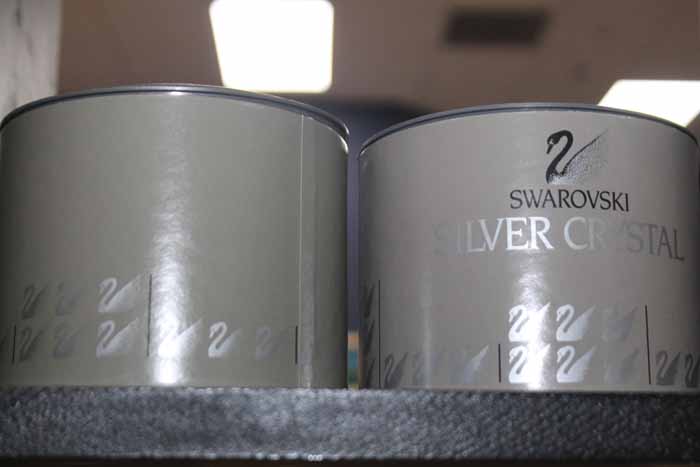 TWO SWAROVSKI SILVER CRYSTAL CANDLE HOLDERS
in original boxes with papers