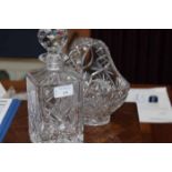 GLASS SPIRIT DECANTER AND STOPPER 
together with a group of other glassware