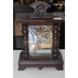 VICTORIAN MANTEL CLOCK WITH BRASS AND SILVERISED DIAL