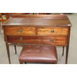 MAHOGANY DRESSING TABLE ON END SUPPORTS
with stool