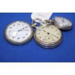 THREE POCKET WATCHES
including a military pocket watch