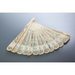 LATE 19TH CENTURY FRENCH IVORY FAN
damaged, carved with very delicate scrolling foral lattice work,