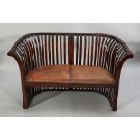 MAHOGANY THREE PIECE DRAWING ROOM SUITE IN THE MANNER OF JOSEF HOFFMANN
comprising two seat sofa