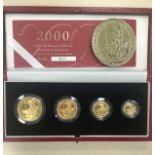 GOLD PROOF BRITANNIA FOUR COIN COLLECTION DATED 2000
comprising of £100, £50, £25 and £10 coins,