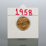 GOLD ELIZABETH II FULL SOVEREIGN DATED 1958