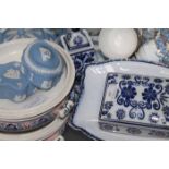 SELECTION OF CERAMICS
including Wedgwood Jasperware teapot, trinket boxes and plates,