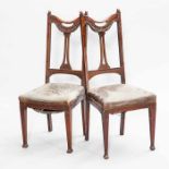 SET OF FOUR LATE VICTORIAN OAK SINGLE DINING CHAIRS
in Art Nouveau manner,