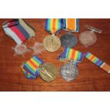 TWO PAIRS OF WWI MEDALS AND THREE WWII MEDALS
including a WWI pair awarded to '250224 DVR. J.