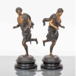 PAIR OF CONTINENTAL SPELTER FIGURES IN BERGMAN-STYLE
modelled as an Oriental male and female figure