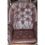 MODERN BROWN LEATHER THREE SEATER SOFA AND MATCHING ARMCHAIR
of square set form,