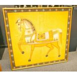 CHINESE SILK PAINTING 
depicting a ceremonial horse, in gilt frame,