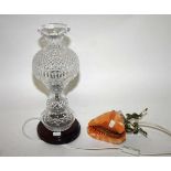 A TRIPLE GOURD CUT CRYSTAL TABLE LAMP,