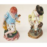 A PAIR OF MEISSEN STYLE PORCELAIN FIGURE