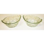 A PAIR OF CUT GLASS BOAT SHAPED BOWLS,