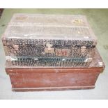 AN OLD METAL BOUND STEAMER TRUNK,   and