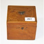 AN INLAID SATINWOOD TEA CADDY,