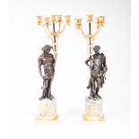 A PAIR OF GOOD QUALITY BRONZE MARBLE AND