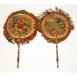 A PAIR OF MID 19TH CENTURY EMBROIDERED H