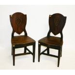 A PAIR OF MAHOGANY HALL CHAIRS,   George