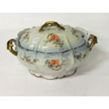 A LIMOGES PORCELAIN SOUP TUREEN AND COVE