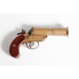 AN OLD BRASS FLARE GUN,