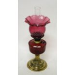 A LATE 19TH CENTURY RUBY GLASS AND BRASS