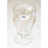 A VINE ENGRAVED GLASS CELERY VASE,