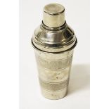 A SILVER PLATED COCKTAIL SHAKER,