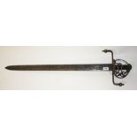 A LARGE BASKET HILTED LANDSKNECHT SWORD,