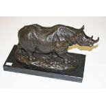 A BRONZE STUDY OF A RHINOSEROUS,   On re