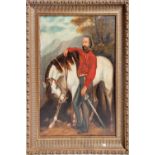 J. E. Graham (19TH CENTURY), Giuseppe Garibaldi with White Horse, Standing in a Landscape with Sword