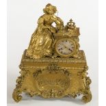 A 19TH CENTURY FRENCH GILT MANTLE CLOCK,