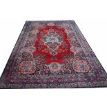 A SEMI ANTIQUE KERMAN LAVAR RUG,