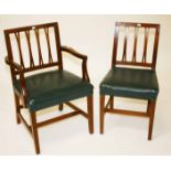 A SET OF EIGHT (6+2) MAHOGANY DINING CHAIRS, late 19th century, each with three fishtail splats,