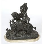 AFTER CLODION (1738-1814), a 19th century bronze group modelled with Two Bacchic Cherubs