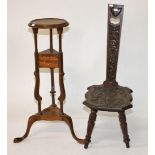 A CARVED OAK HIGH BACK CHAIR,