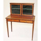 A MAHOGANY AND SATINWOOD DISPLAY TABLE,