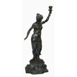 AN UNUSUAL CAST BRONZE GARDEN LAMP,   mo