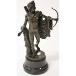 A BRONZE FIGURE,  A classical male hunte