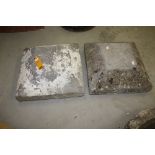 A PAIR OF CUT LIME STONE PILLAR CAPS,